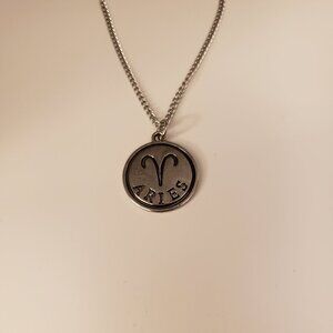 Aries Ram Zodiac Sign Necklace Pendant Horoscope New Silvertone Stainless Chain